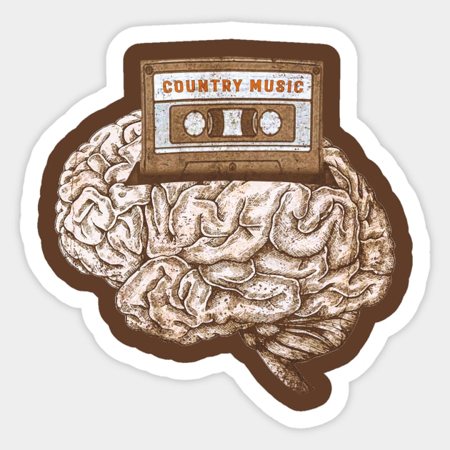 country music on my brain. Sticker by nowsadmahi